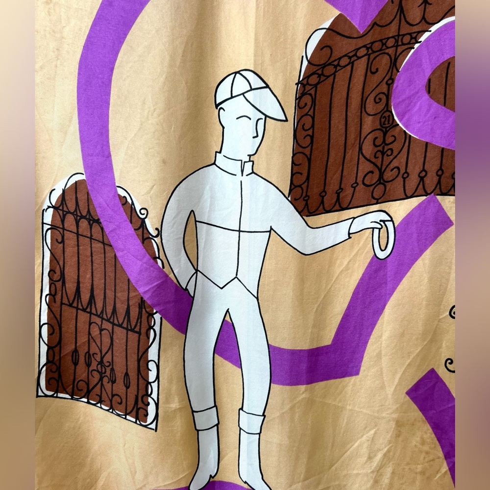 1950s Vintage 21 Club Silk Jockey Scarf by Ray Strauss 30” Square
